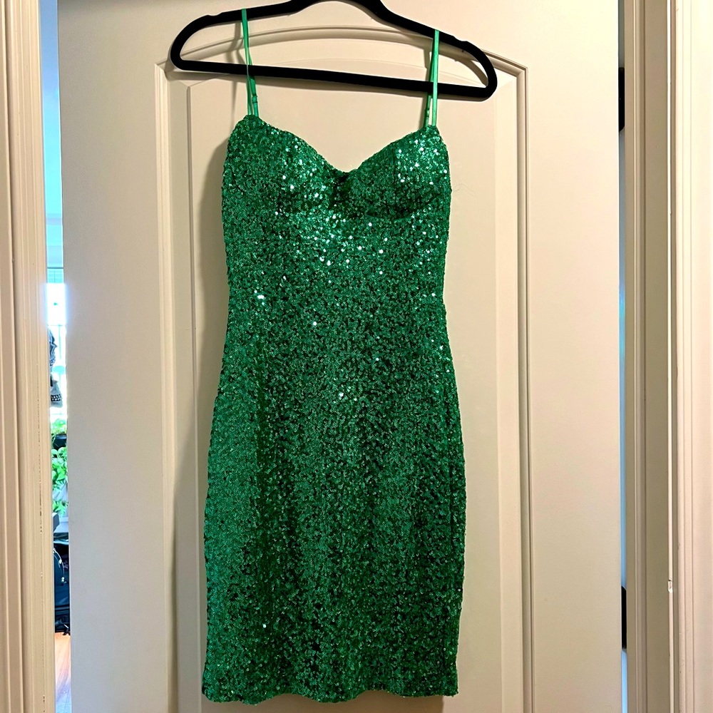 TFNC London Holiday Green Sequin Mini Dress XS